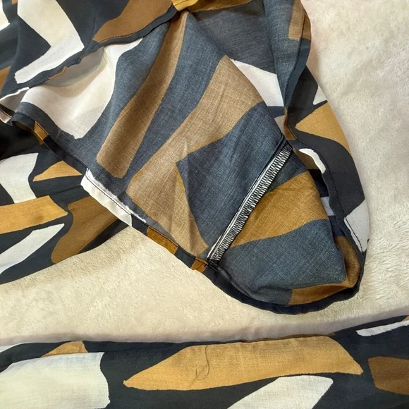 Anthropologie Wide-Leg Jumpsuit Brown White Black Motif Size M NWT - Picture 8 of 11